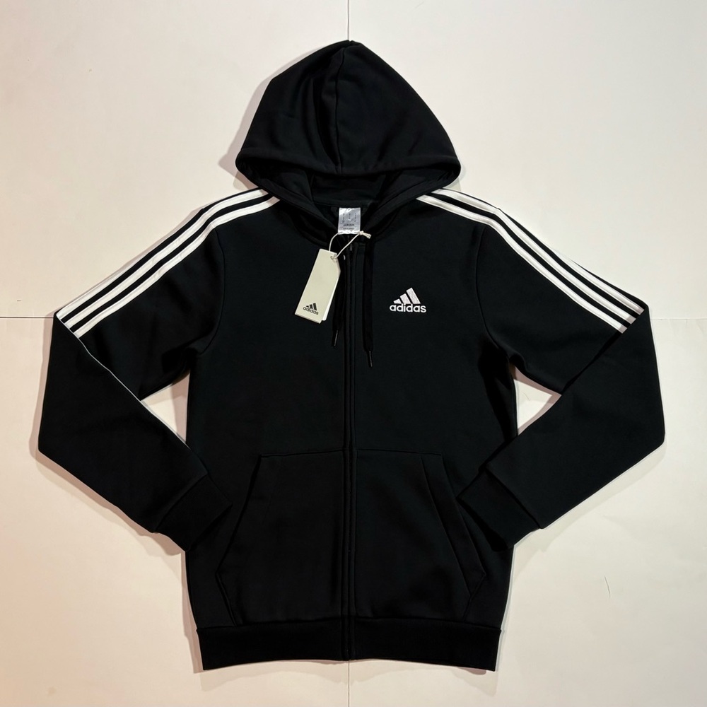 Adidas 3-Stripes Men’s Full Zip Fleece Hoodie Hooded Jacket GK9051